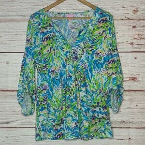 Lilly Pulitzer Braylon Tunic Top in Sea Soirée Sz M